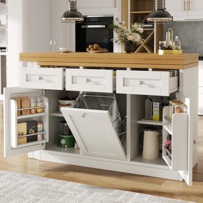 BTM Extendable Bar Table, Storage, Fold-Out Dining Table with Drawer ...