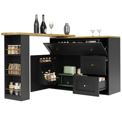 BTM Extendable Bar Table with Storage Shelves Telescopic High Table for ...