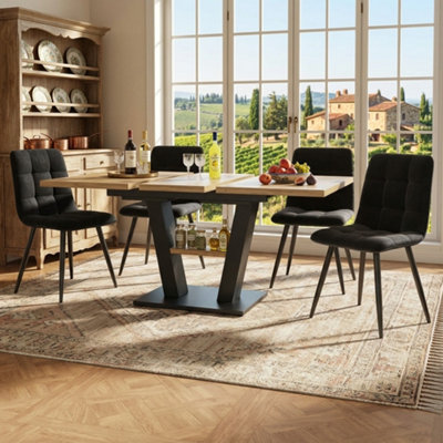 BTM Extendable Dining Table, 118To157X70X75cm, Wooden Table with Insert ...