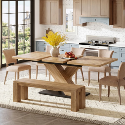 BTM Extendable Dining Table 119 To 158.5cm Kitchen Table With Internal ...