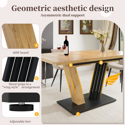 BTM Extendable Dining Table, 120 To 160cm Kitchen Table with Wood Grain Finish, Space-Saving Dining Table for Kitchen, Living Room