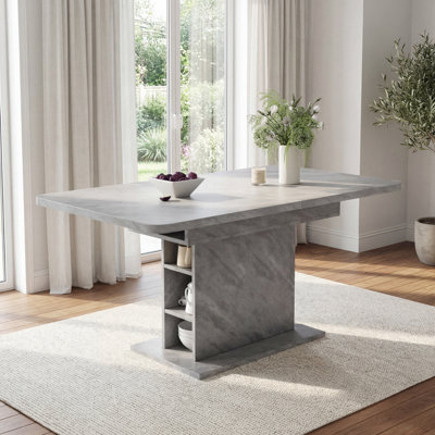 BTM Extendable Rectangular Dining Table with Storage, Modern Iron Frame ...