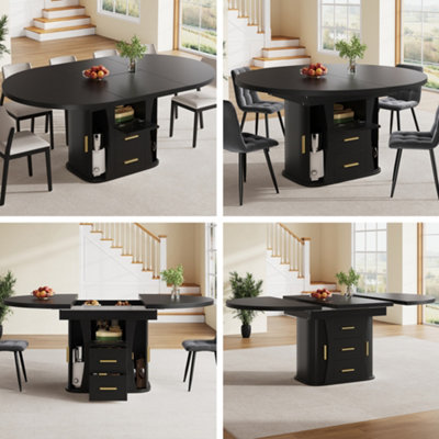 BTM EXtendable Round Dining Table 118 To 158cm, Seats 6, 3ToTier ...