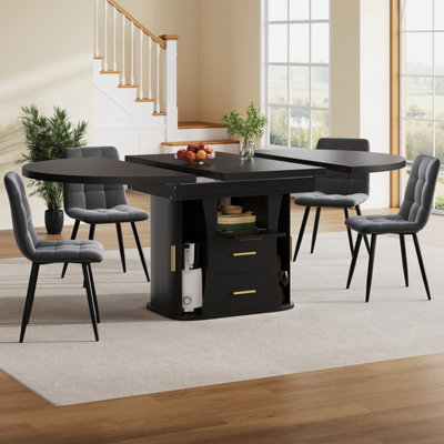 BTM EXtendable Round Dining Table 118 To 158cm, Seats 6, 3ToTier ...