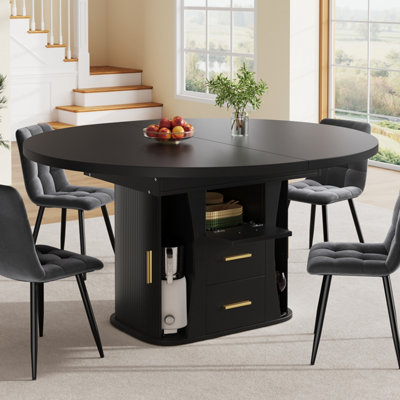 BTM EXtendable Round Dining Table 118 To 158cm, Seats 6, 3ToTier ...