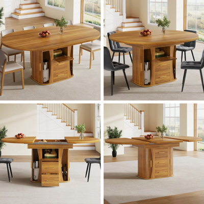 BTM EXtendable Round Dining Table 118 To 158cm, Seats 6, 3ToTier ...
