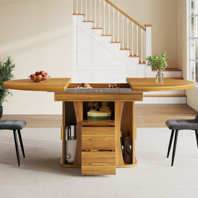 BTM EXtendable Round Dining Table 118 To 158cm, Seats 6, 3ToTier ...
