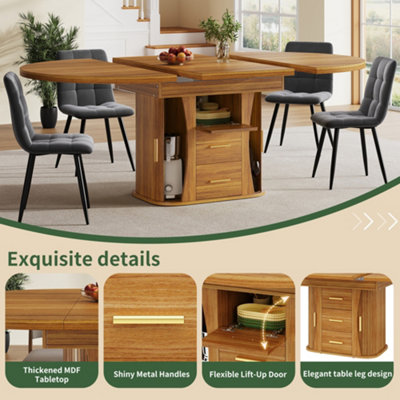 BTM EXtendable Round Dining Table 118 To 158cm, Seats 6, 3ToTier ...