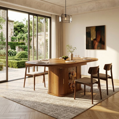 BTM EXtendable Round Dining Table 118 To 158cm, Seats 6, with Glass ...