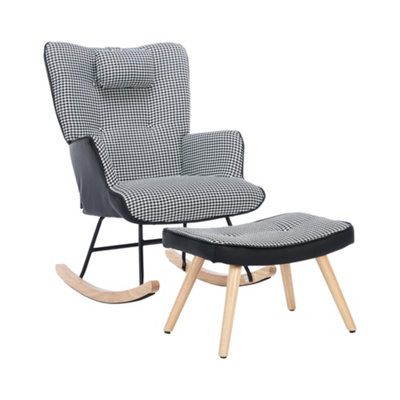 BTM Fabric Rocking Chair for Adults High Back Recliner with Solid Wood ...