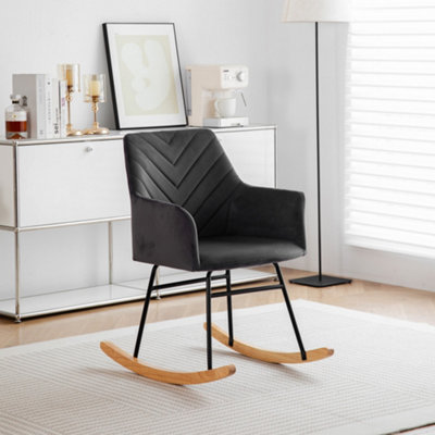 BTM Footstool Rocking Chair, Recliner Armchair with Cushion Wood Legs ...
