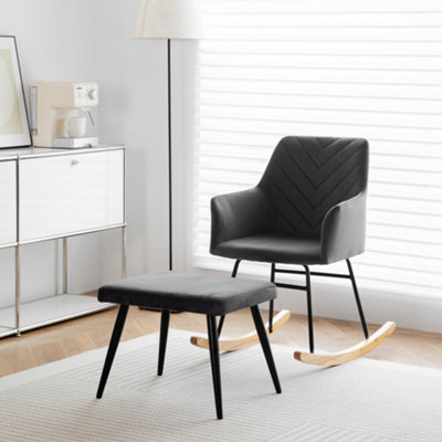 BTM Footstool Rocking Chair, Recliner Armchair with Cushion Wood Legs ...