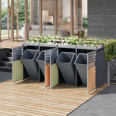 BTM Garbage Can Enclosure with Ventilation, Lockable Doors, Trash ...