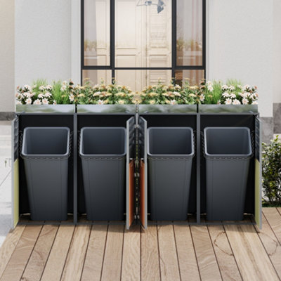 BTM Garbage Can Enclosure with Ventilation, Lockable Doors, Trash ...