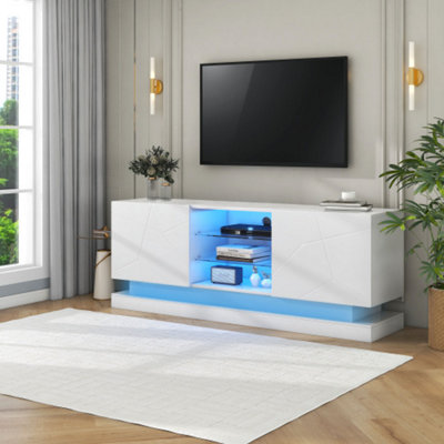 BTM High Gloss LED TV Cabinet Stand Unit for 70 Inch TV Home Storage ...