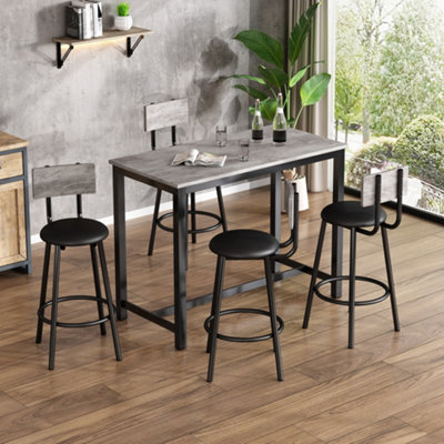 BTM Industrial Bar Table Set with 4 Chairs, Modern Counter Height ...