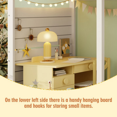 BTM Kids Bunk Loft Bed 90x190cm with Storage Stairs & Guardrail, Solid ...