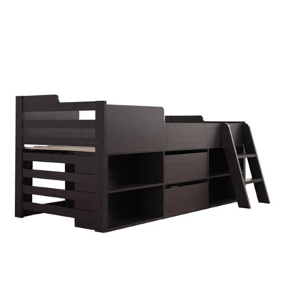 BTM kids cabin bed 3ft single 90x190cm mid sleeper wooden bed frame ...