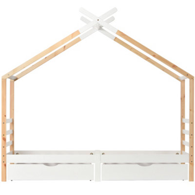 BTM Kids Single Bed Frame Toddler Bed Storage Underneath 3FT Solid Pine ...
