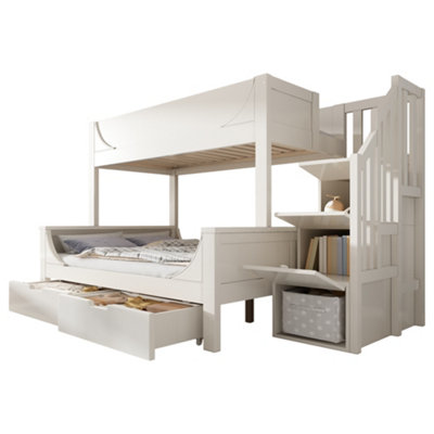 BTM Kids Staircase Bunk Bed with Drawers and Storage Solid Wood Double ...