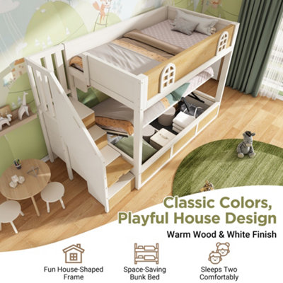 BTM Kids Staircase Bunk Bed with Storage And Hydraulic Base, 90X190cm ...
