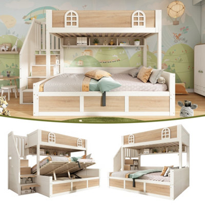 BTM Kids Staircase Bunk Bed with Storage Cubes And Hydraulic Base, 90 ...