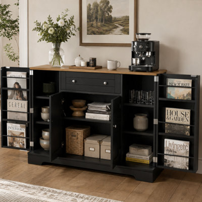 BTM Kitchen Sideboard 138cm with Drawer And Adjustable Shelves, Tip ...