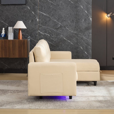 BTM L Shaped Couch Sofa with Storage, 3 Seater Sleeper Couch with USB ...