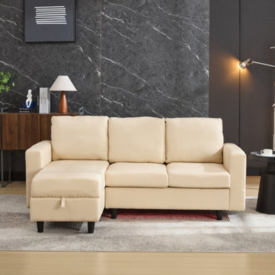 BTM L Shaped Couch Sofa with Storage, 3 Seater Sleeper Couch with USB ...