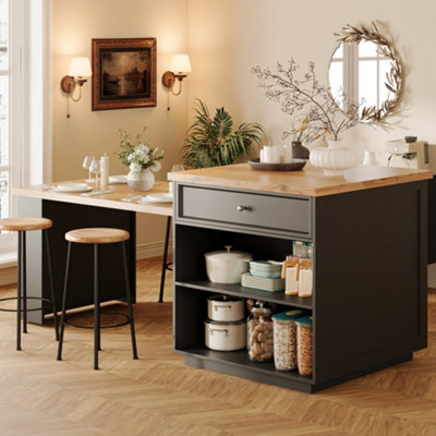 BTM Mobile Kitchen Island, 120 184cm EXtendable Worktop, Storage ...