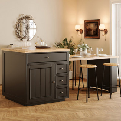 BTM Mobile Kitchen Island, 120 184cm EXtendable Worktop, Storage ...