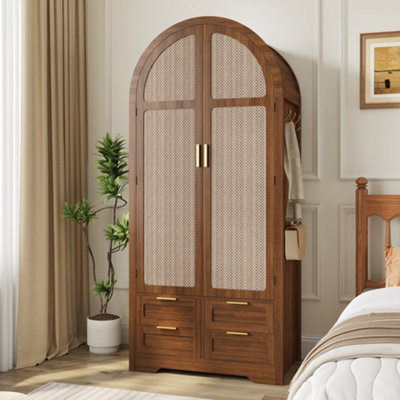 BTM Modern Wardrobe with Curved Doors Hanging Rail Drawers Large ...