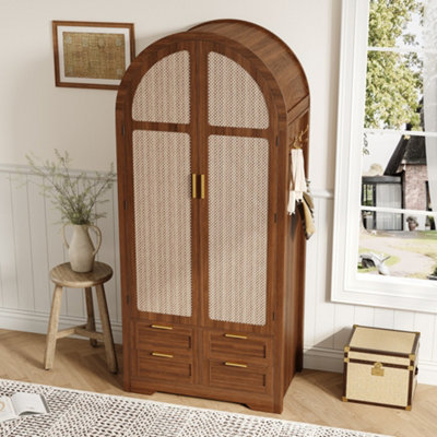 BTM Modern Wardrobe with Curved Doors Hanging Rail Drawers Large ...
