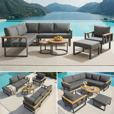 BTM Modular Outdoor Sofa Set with Nesting Tables, Metal Frame, Washable ...