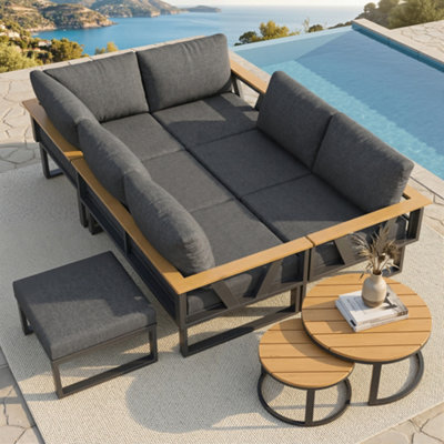 BTM Modular Outdoor Sofa Set with Nesting Tables, Metal Frame, Washable ...
