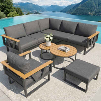 BTM Modular Outdoor Sofa Set with Nesting Tables, Metal Frame, Washable ...