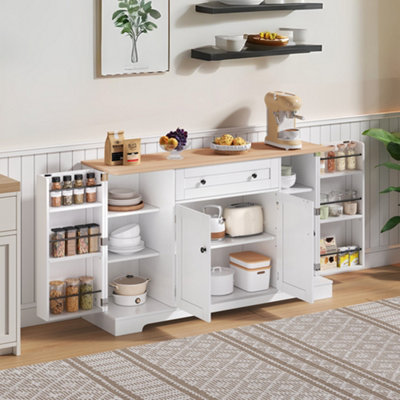 BTM Multifunctional Kitchen Sideboard 138cm, Cabinet with Drawer And ...