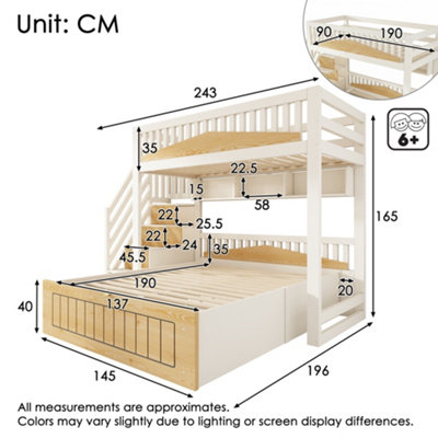 BTM Offset Bunk Bed for Kids, Staircase Design with Hydraulic Storage ...