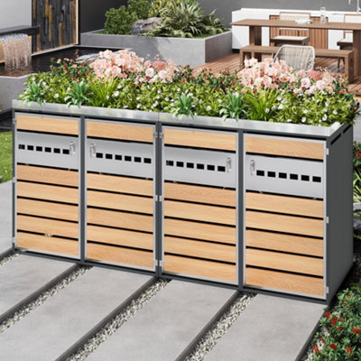 BTM Outdoor Garden Garbage Trash Bin shed Box with diamond-shaped ...