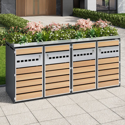 BTM Outdoor Garden Garbage Trash Bin shed Box with diamond-shaped ...