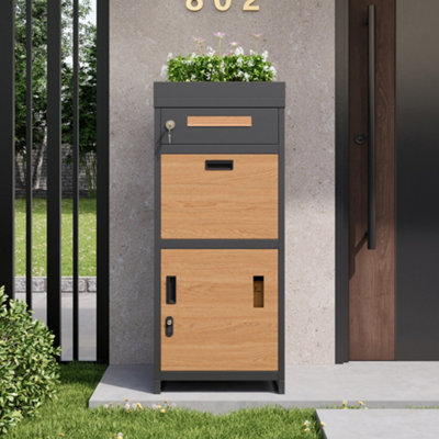 BTM Parcel Mailbox with Combination Lock, Outdoor, Flower Bed, Lockable ...