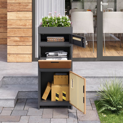 BTM Parcel Mailbox with Combination Lock, Outdoor, Flower Bed