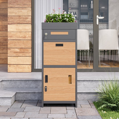 BTM Parcel Mailbox with Combination Lock, Outdoor, Flower Bed, Lockable ...