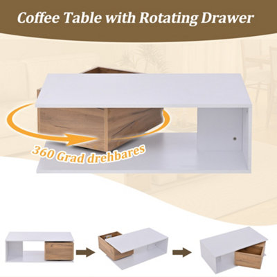 BTM Rotating Coffee Table with Drawer High Gloss Centre Table for ...