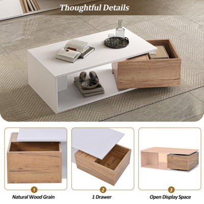 BTM Rotating Coffee Table with Drawer High Gloss Centre Table for ...