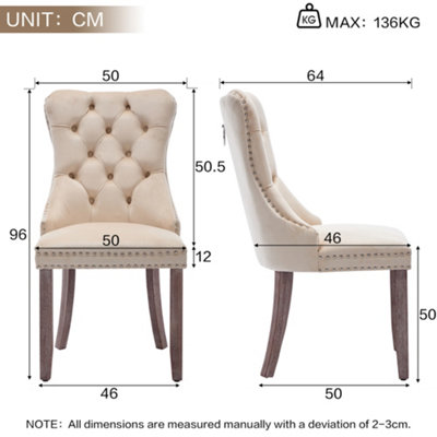 BTM Set of 2 Modern Velvet Dining Chairs Button Tufted Wood Legs ...