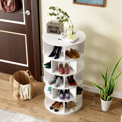 BTM Shoe Rack Rotatable White Round 5 Tier Storage Rack Height 115cm ...