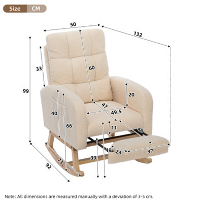 BTM Teddy Rocking Chair with Footrest and Side Pockets High Back ...