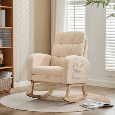 BTM Teddy Rocking Chair with Footrest and Side Pockets High Back ...