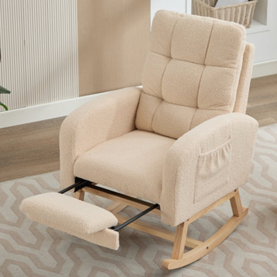 BTM Teddy Rocking Chair with Footrest and Side Pockets High Back ...